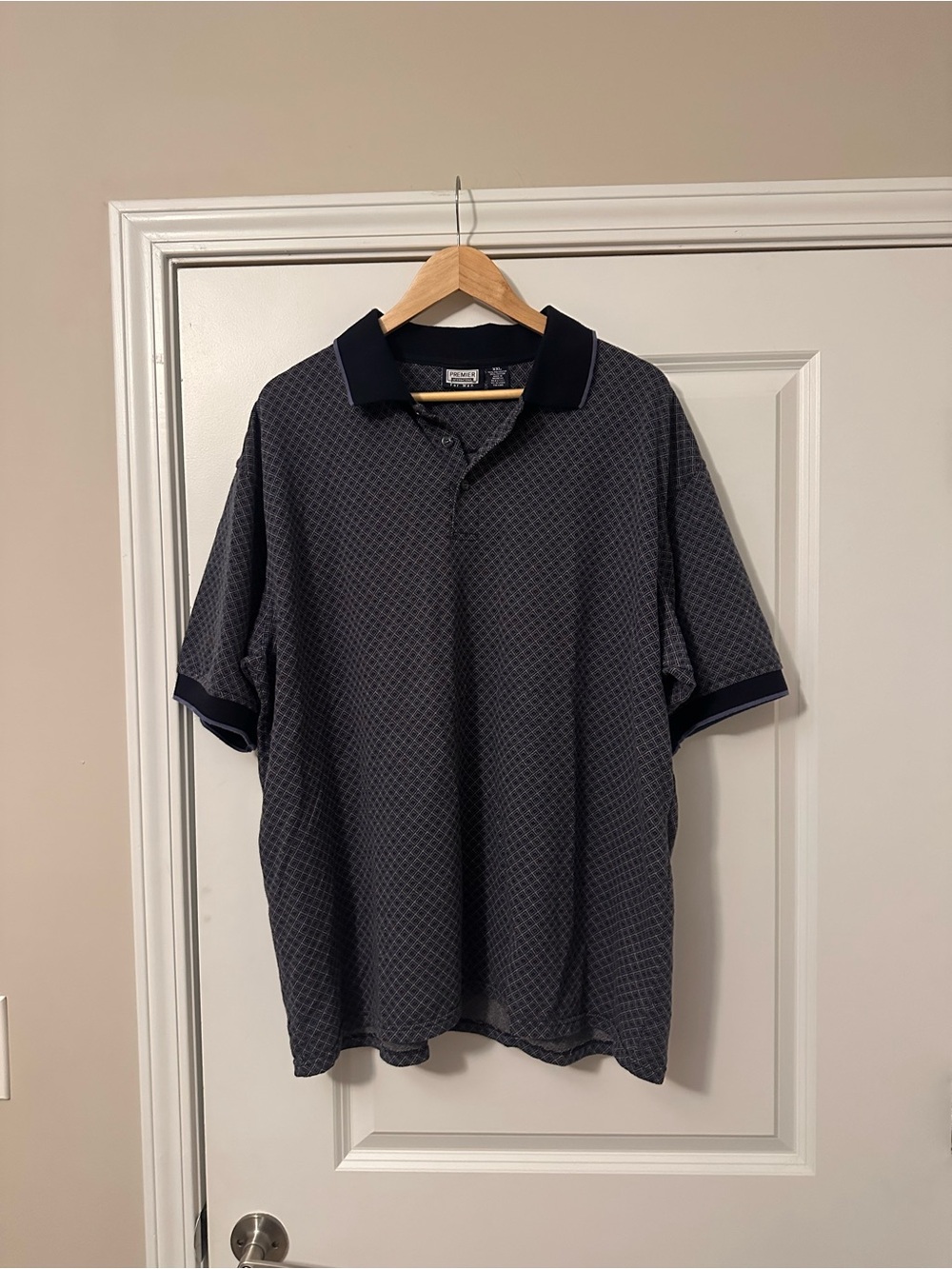 Premier Men's Dark Navy Geometric Polo